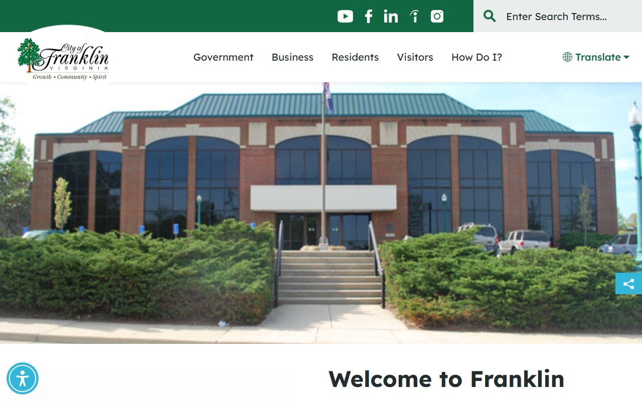 Franklin Virginia city website and police department