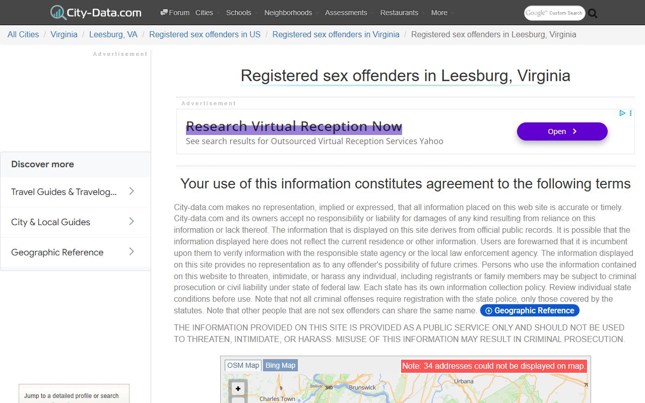 Leesburg Virginia sex offender registry data search