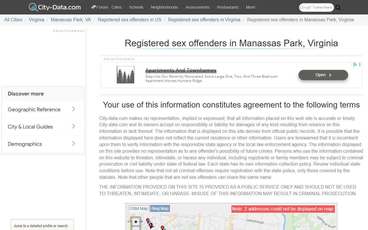Manassas Park sex offender registry offender data