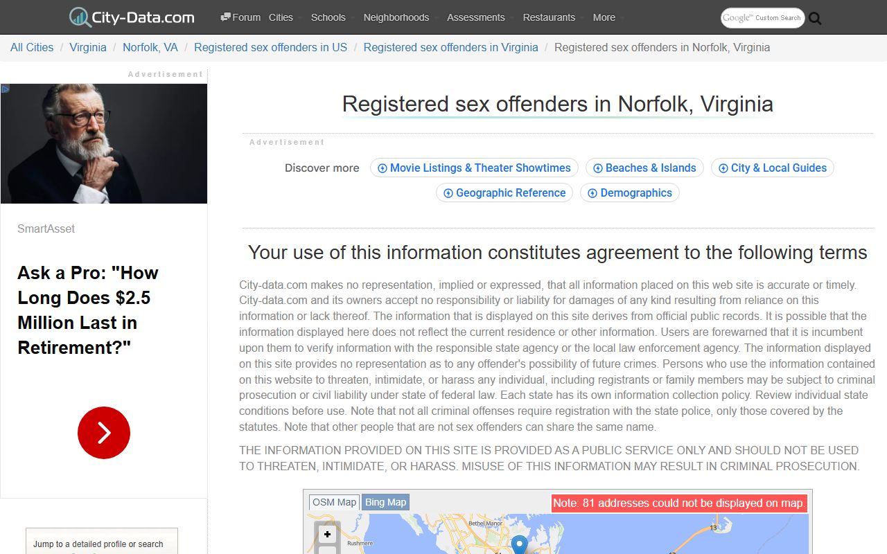 Norfolk sex offender registry offender data