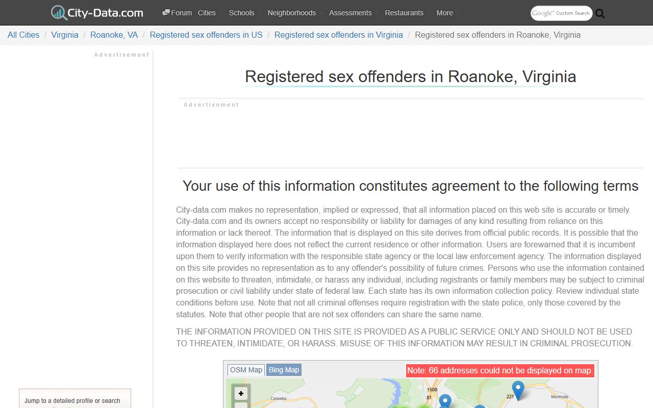 Roanoke sex offender data