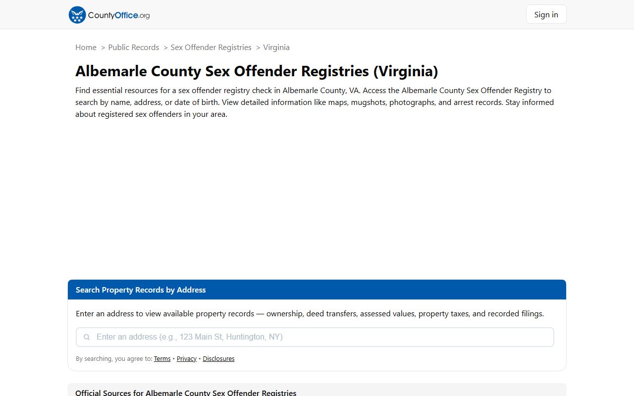 Albemarle County sex offender registry search