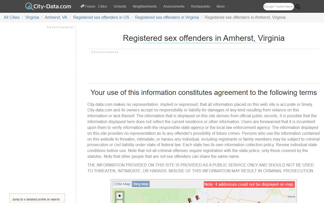 Amherst County sex offender statistics