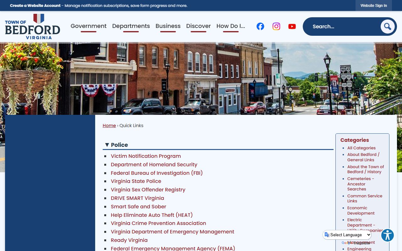 Bedford County quick links sex offender registry resources