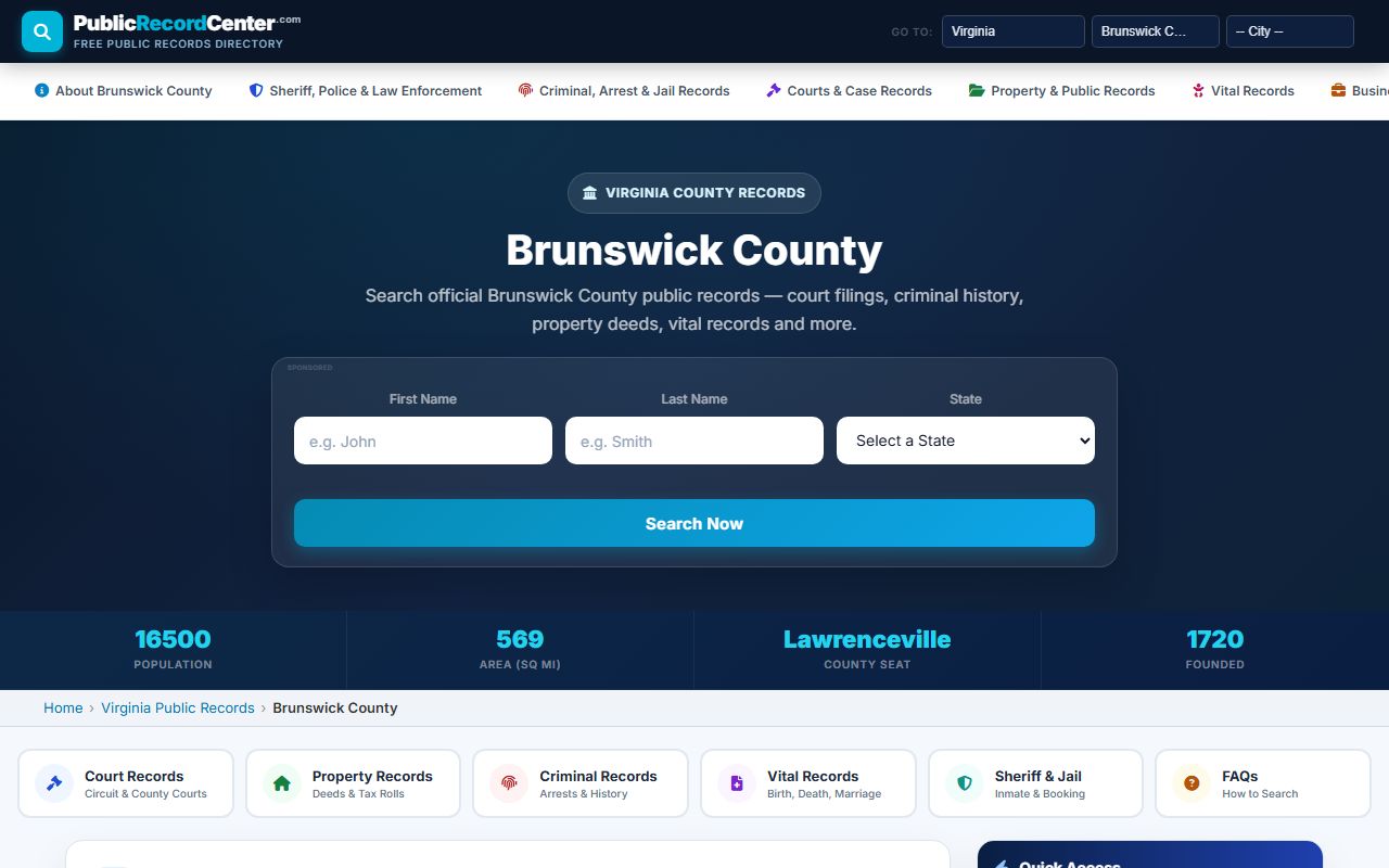 Brunswick County public records sex offender registry
