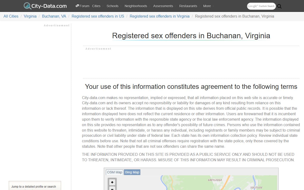 Buchanan County Sheriff sex offender registry data