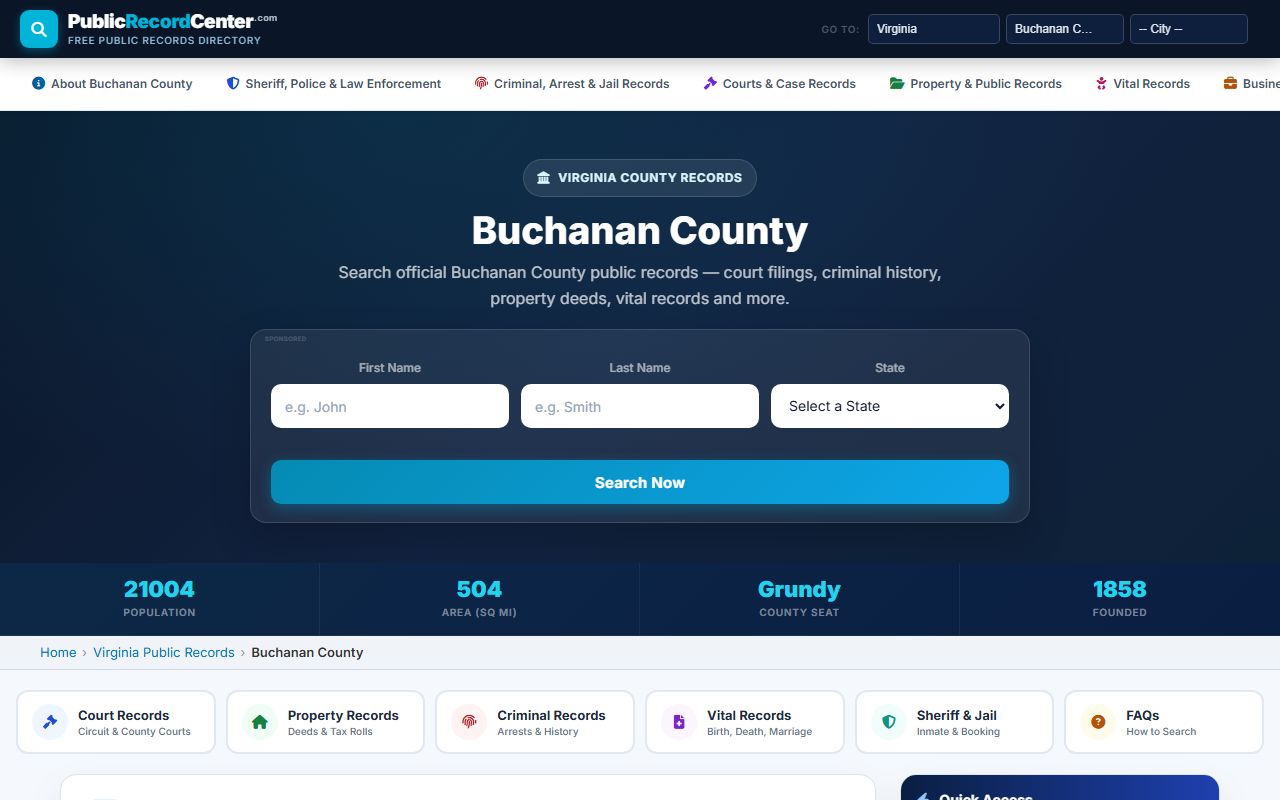 Buchanan County public records sex offender registry