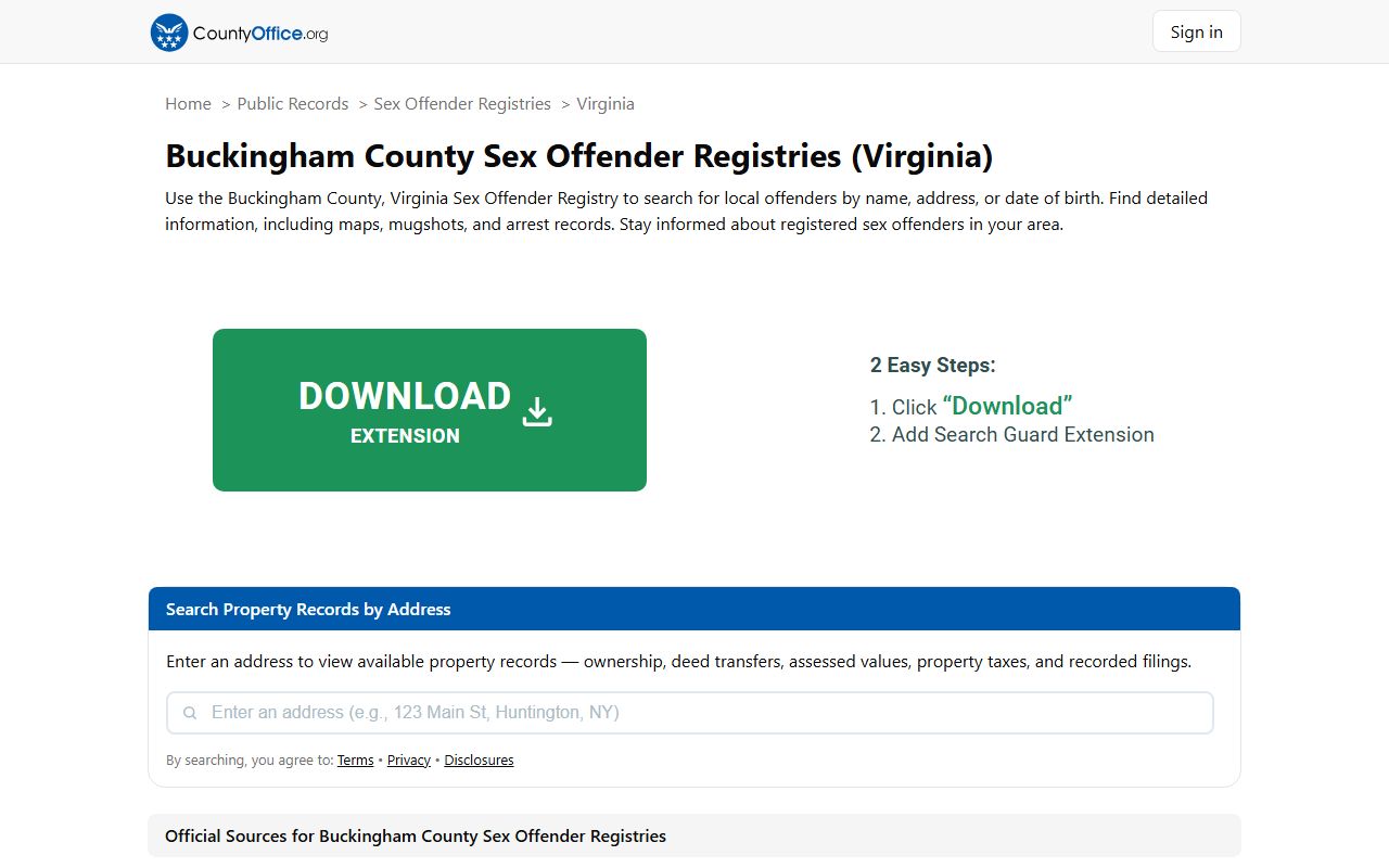 Buckingham County sex offender registry access