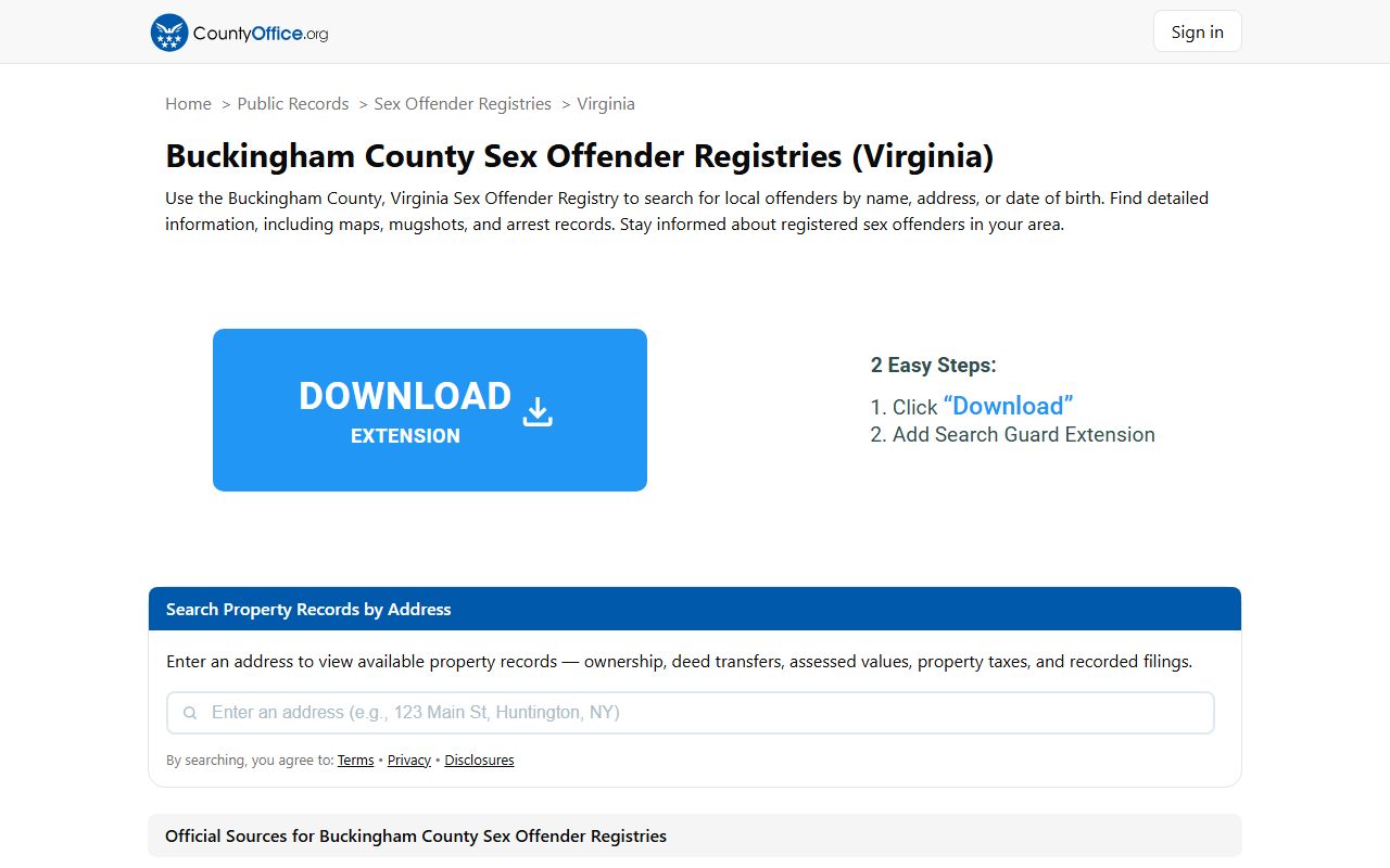 Buckingham County sex offender registry information