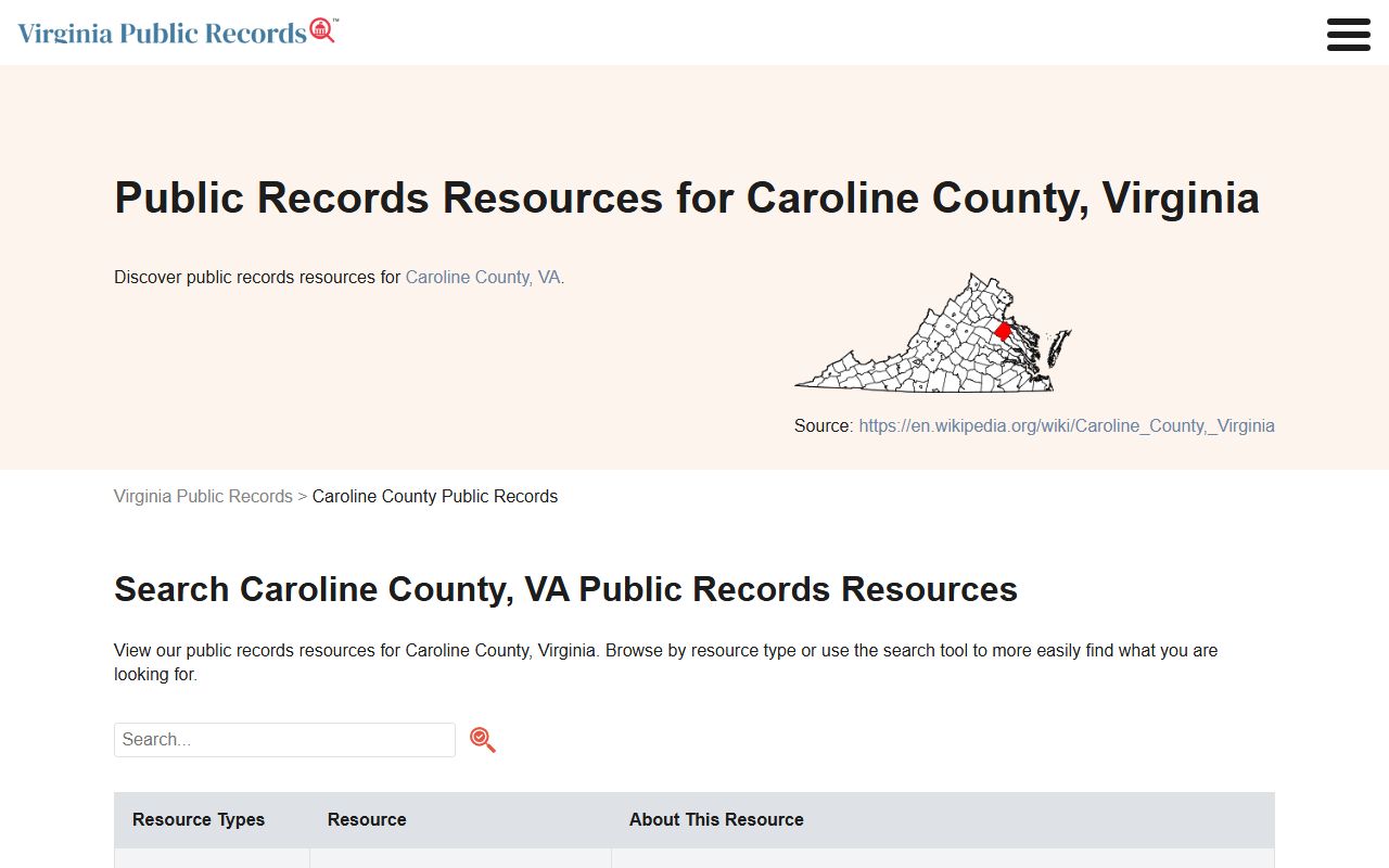 Caroline County public records sex offender registry