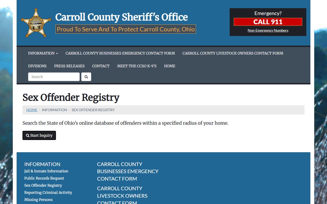 Carroll County Sheriff sex offender registry information