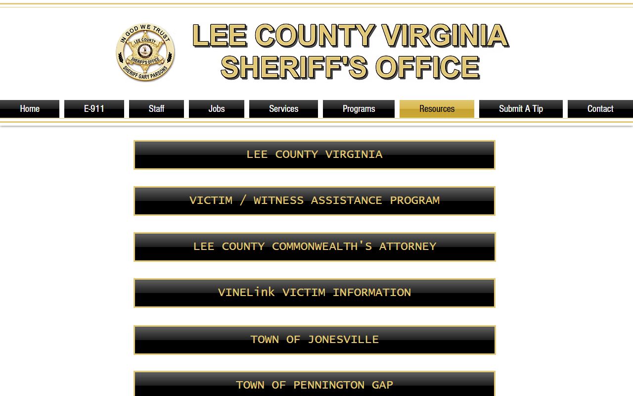 Lee County Sheriff resources page sex offender registry link