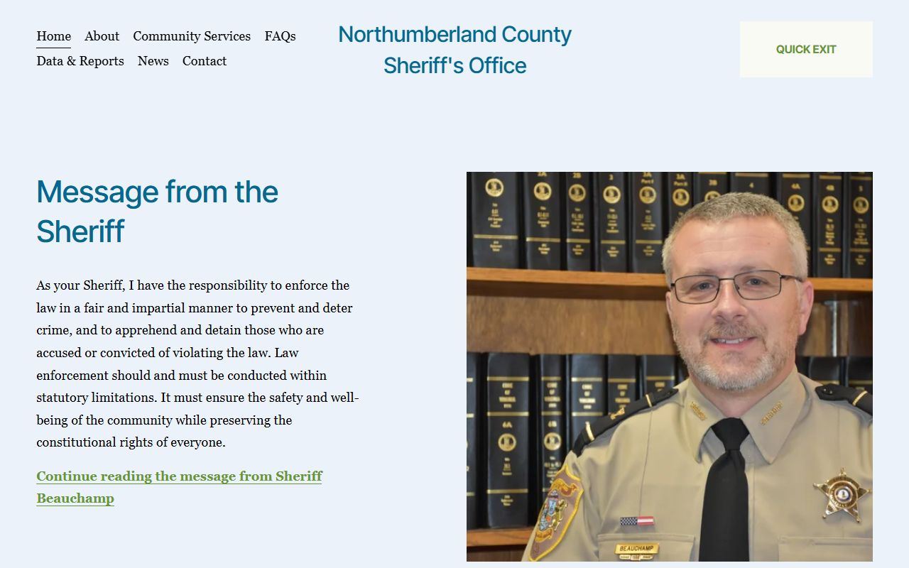Northumberland County Sheriff's Office sex offender registry resources