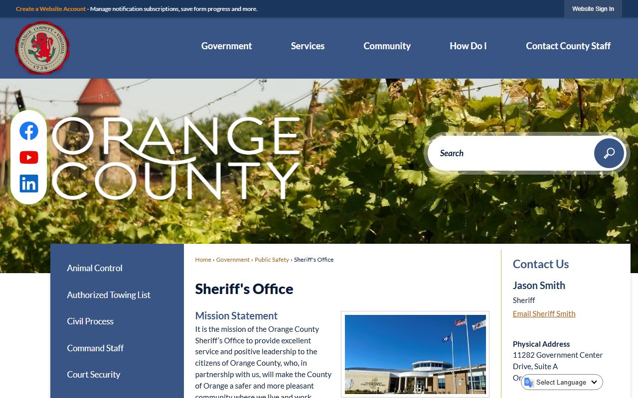 Orange County Sheriff's Office Virginia sex offender registration