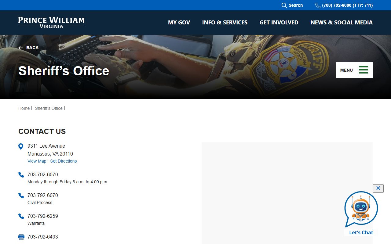 Prince William County Sheriff Office sex offender registration