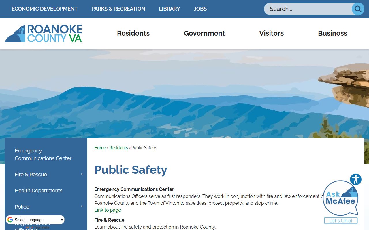 Roanoke County public safety sex offender registry