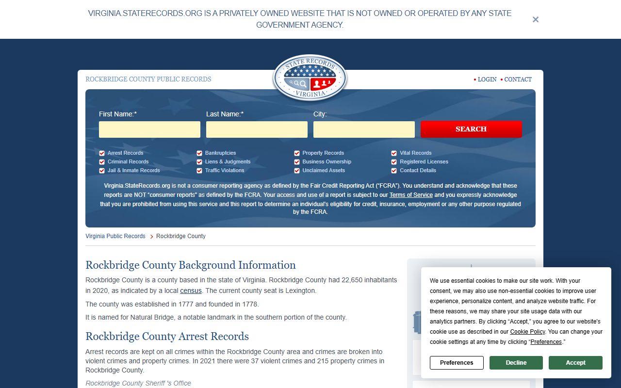 Rockbridge County sex offender registry records