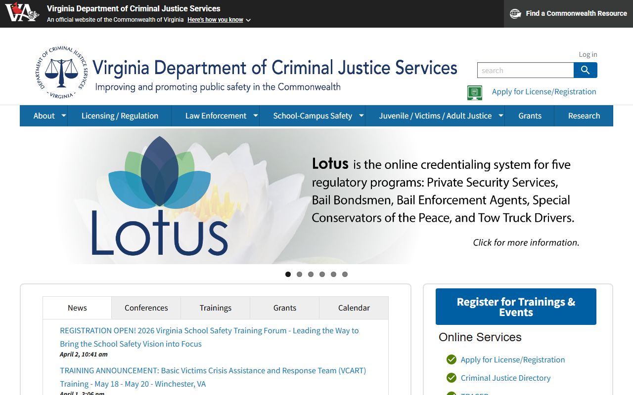Virginia Department of Criminal Justice Services sex offender registry